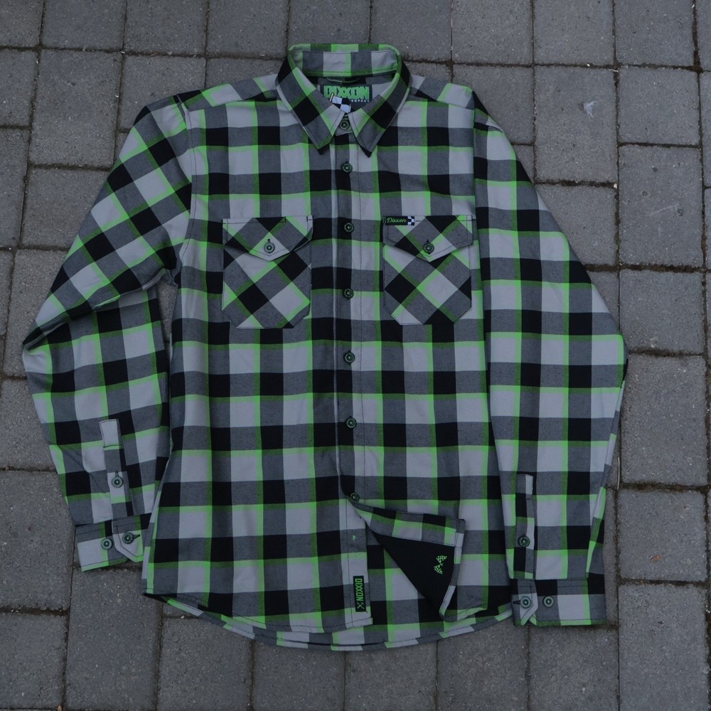 DIXXON Flannel "Last Lap" Men's Medium  Button Long Sleeve Plaid Shirt EUC